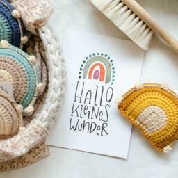 Boho Rainbow Baby Rattle in Your Choice Of Colors, Handmade From Organic Cotton, Customizable - thumbnail 3