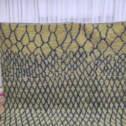 Handmade Green & Black Boujaad Wool Rug, Authentic Moroccan Berber Carpet - thumbnail 3