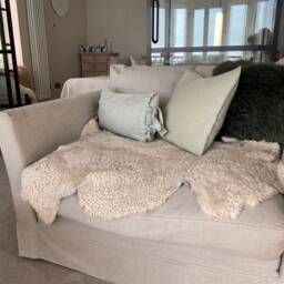 Luxury Sheepskin Rug, Parchment Colour, Genuine, Sheepskin Throw, Chair Cover, Shearling in Neutral Upholstery Project, Bespoke Size - thumbnail 3