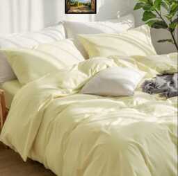 Butter Yellow Linen Duvet Cover Set, Softened Quilt - King, Queen, All Sizes