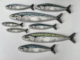 Hand-Made Mackerel Sculptures, Fish Wall Art, Decor, Marine Shoal, Gift, Original Art