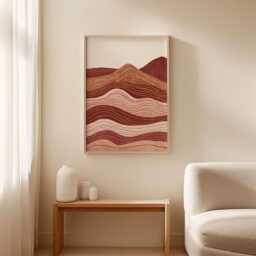 Abstract Desert Landscape Poster, Terracotta Wave Wall Art, Minimal Earth Tone Print - thumbnail 3
