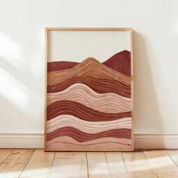 Abstract Desert Landscape Poster, Terracotta Wave Wall Art, Minimal Earth Tone Print - thumbnail 4