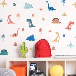 Dinosaur Wall Stickers - Decals For Kids' Bedroom, Nursery, Playroom PVC-Free, No Odour Reusable Peel & Stick Fabric Decal - thumbnail 4