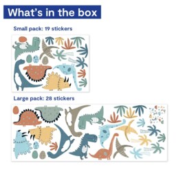 Dinosaur Wall Stickers - Decals For Kids' Bedroom, Nursery, Playroom PVC-Free, No Odour Reusable Peel & Stick Fabric Decal - thumbnail 3