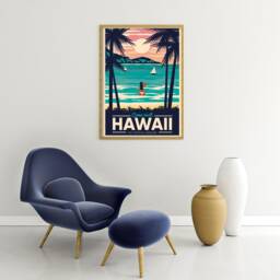 Hawaii Vintage Travel Poster, Retro Paradise Home Decor, Wall Print, Gift - thumbnail 3