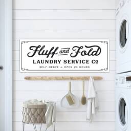 Laundry Wall Decor Art - Wrapped Canvas Sign Fluff & Fold Service Co Farmhouse Room Wash - thumbnail 2