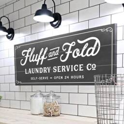 Laundry Wall Decor Art - Wrapped Canvas Sign Fluff & Fold Service Co Farmhouse Room Wash - thumbnail 1