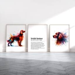 Irish Setter Dog Prints - Set Of 3 Posters - Watercolor Definition Wall Art Colourful Painting Room Decor Dogs Pet Artwork Gift - thumbnail 2