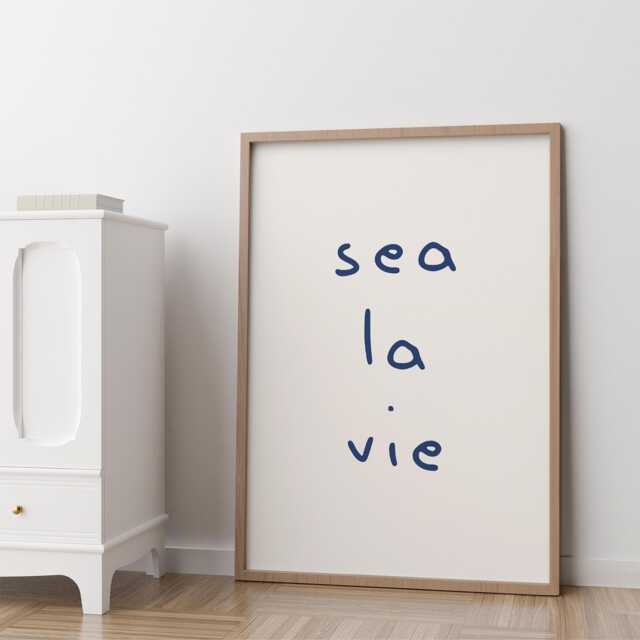 Sea La Vie Coastal Print Beach House Decor, Surf Quote Ocean Art - image 1