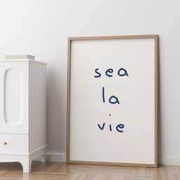 Sea La Vie Coastal Print Beach House Decor, Surf Quote Ocean Art - thumbnail 1