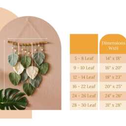 Leaves Wall Art, Macrame Hanging, Mid Century Modern, Scandinavian Decor, Botanical Boho Monstera Albo, L02 - thumbnail 3