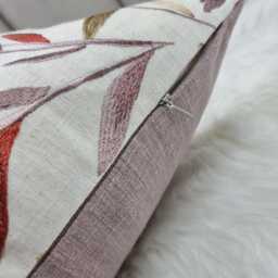 Langley John Lewis & Partners Rosehip/Lilac Embroidered Leaf Trail Cushion Cover/ Throw Cover - thumbnail 3