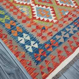 Kilim Rug Classic, Handmade Artisan Afghan Turkish, Scandinavian, Navajo, Bohemian Flatweave, Natural Wool 199x142 cm - thumbnail 3