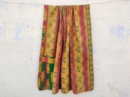 Vintage Kantha Quilt Handmade Recycled Cotton Blanket - thumbnail 1