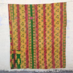 Vintage Kantha Quilt Handmade Recycled Cotton Blanket - thumbnail 2