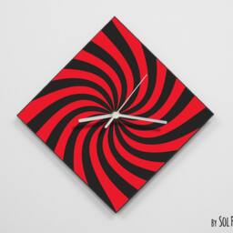 Red Retro Optical Illusion Wall Clock - thumbnail 2