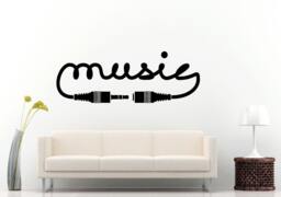 Audio Cable Music Aux Cord Notes Wall Decal Vinyl Sticker Mural Room Decor L720