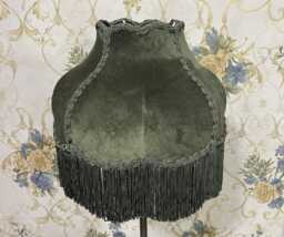 Green Velvet Lampshade Handmade Victorian Style With Fringe