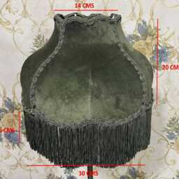 Green Velvet Lampshade Handmade Victorian Style With Fringe - thumbnail 4