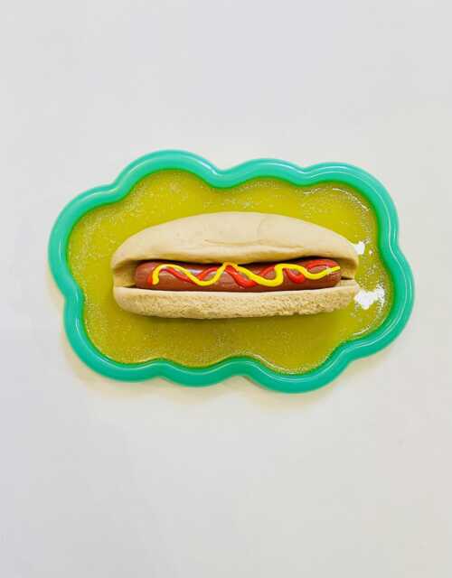 Hot Dog Wavy Wall Art/ Dopamine Decor/ Maximalist Fake Food/ Food Pop Sculpture/ Funky Unique Gift/Kitchen - image 1