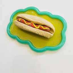 Hot Dog Wavy Wall Art/ Dopamine Decor/ Maximalist Fake Food/ Food Pop Sculpture/ Funky Unique Gift/Kitchen - thumbnail 2