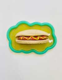 Hot Dog Wavy Wall Art/ Dopamine Decor/ Maximalist Fake Food/ Food Pop Sculpture/ Funky Unique Gift/Kitchen - thumbnail 1