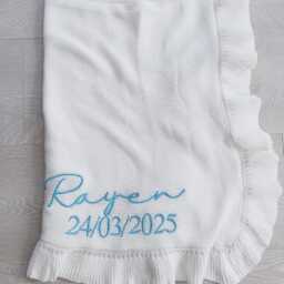 Personalised Knitted Baby Blanket - Unisex Blankets Classic Luxury White - thumbnail 2