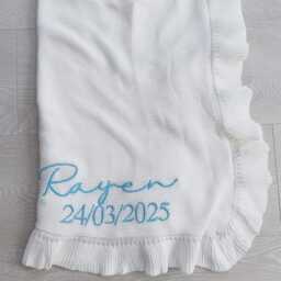 Personalised Knitted Baby Blanket - Unisex Blankets Classic Luxury White - thumbnail 3
