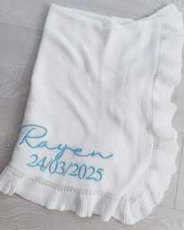 Personalised Knitted Baby Blanket - Unisex Blankets Classic Luxury White - thumbnail 1