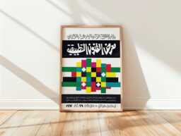 Exhibition Of Applied Arts Syria 1962 Vintage Poster - Syrian Modernist Graphic Design - thumbnail 1
