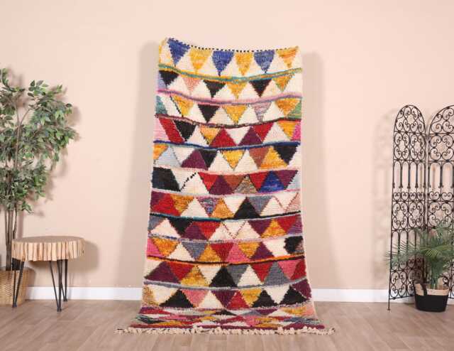 Authentic Moroccan Boujaad Rug 4x8 Ft - image 1