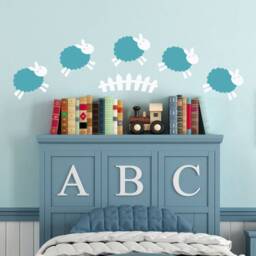 Jumping Sheep & Stars Nursery Wall Decal - Counting Sheep, Decal, Dream Vinyl Sleep Art 187 - thumbnail 2