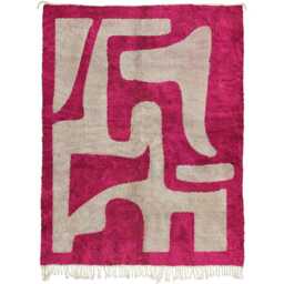 Modern Moroccan Rug -Pink & Gray Abstract Wave - Handmade Wool Shag Area Rug, Beni Ourain Inspired Carpet, Contemporary Berber - thumbnail 2