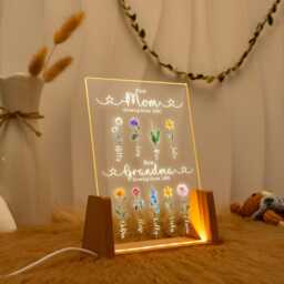 Personalized First Mom Now Grandma Night Light, Custom Birth Month Flower Lamp, Birthday Gift For Mum, Grandma, Nana, Christmas Her - thumbnail 3
