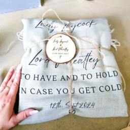 Personalised Blanket, Wedding Gift Set, Engraved Wooden Plaque, Throw, For Couples, Couple Gifts, Decor, Keepsake - thumbnail 4