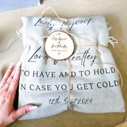 Personalised Blanket, Wedding Gift Set, Engraved Wooden Plaque, Throw, For Couples, Couple Gifts, Decor, Keepsake - thumbnail 1