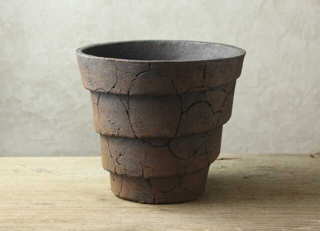 Large Stoneware Pot. Zigurat Xl Model, Pot For Special Plants, Original Design, Size 20.5 cm - Width X 18.5 - Height - image 1