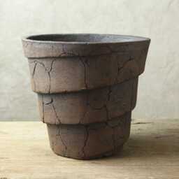 Large Stoneware Pot. Zigurat Xl Model, Pot For Special Plants, Original Design, Size 20.5 cm - Width X 18.5 - Height - thumbnail 2