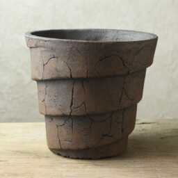 Large Stoneware Pot. Zigurat Xl Model, Pot For Special Plants, Original Design, Size 20.5 cm - Width X 18.5 - Height - thumbnail 3