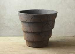 Large Stoneware Pot. Zigurat Xl Model, Pot For Special Plants, Original Design, Size 20.5 cm - Width X 18.5 - Height