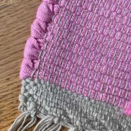 "Pink Rug, Pink Cotton Made From Recycled Lanyard Remnants, 37 3/4"" L X 26 1/2" - thumbnail 2