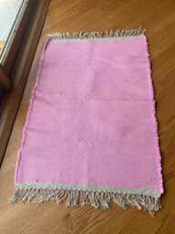 "Pink Rug, Pink Cotton Made From Recycled Lanyard Remnants, 37 3/4"" L X 26 1/2" - thumbnail 1