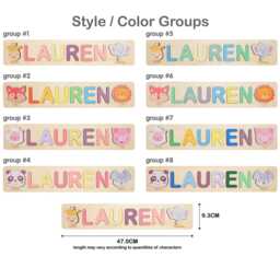 Personalized Wooden Name Puzzle, Baby Keepsake, Animal Theme - thumbnail 2
