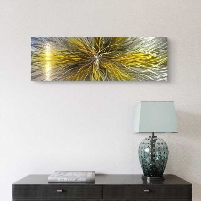 Nova. Abstract Metal Wall Art, Yellow, Grey & Silver. Indoor/Outdoor Decor - image 1