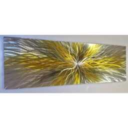 Nova. Abstract Metal Wall Art, Yellow, Grey & Silver. Indoor/Outdoor Decor - thumbnail 3