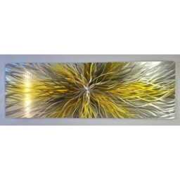 Nova. Abstract Metal Wall Art, Yellow, Grey & Silver. Indoor/Outdoor Decor - thumbnail 4