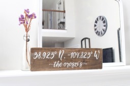 Coordinates Sign With Family Name, Christmas Gift, Stained Wood Sign, Rustic Home Wall Decor, Custom Address Art - thumbnail 1