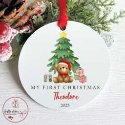 My First Christmas Bauble/Tree Decoration - Gift Personalised Tree New Baby 1st - thumbnail 1