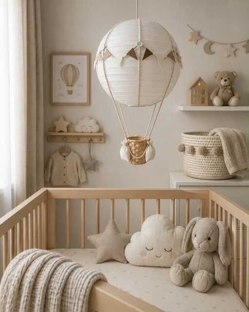 Neutral Themed Hot Air Balloon Nursery Light Shade - image 1